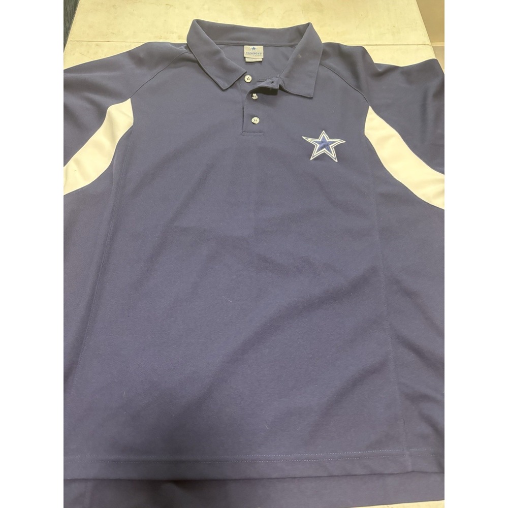 Dallas Cowboys Authentic Apparel Short Sleeve Blue Polo Shirt Size XL‎